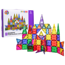 3D mágneses építőkocka készlet MAGNETIC TILES BLOCK CASTLE SET - 