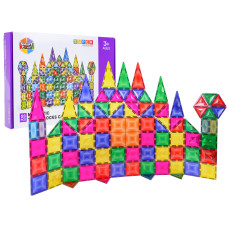 3D mágneses építőkocka készlet 93 darabos MAGNETIC TILES BLOCK CASTLE SET - 