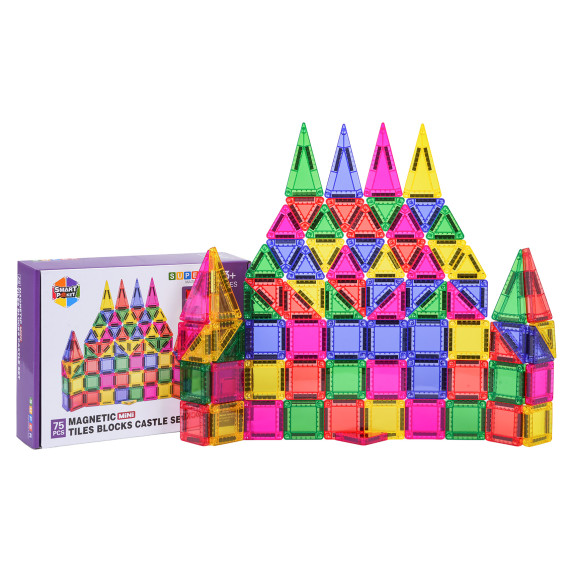 Set de blocuri magnetice 75 piese – MINI MAGNETIC TILES Set de blocuri magnetice 75 piese – MINI MAGNETIC TILES