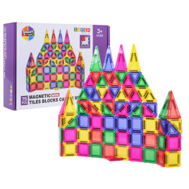 Set de blocuri magnetice 75 piese – MINI MAGNETIC TILES Set de blocuri magnetice 75 piese – MINI MAGNETIC TILES -