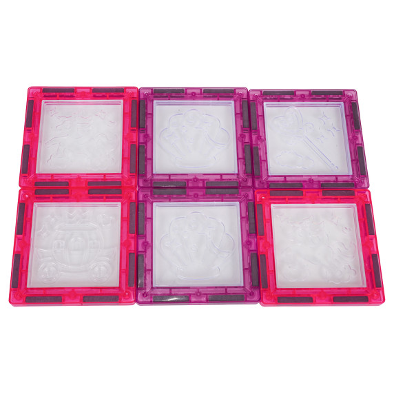 Mágneses kockakészlet rajzolható elemekke 126 darabos WINDOW ART CASTLE - Rózsaszín