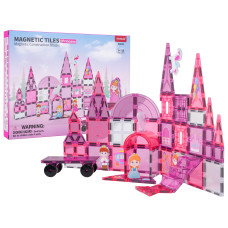 Sada magnetických kociek Princezná 58 ks MAGNETIC TILES PRINCESS - ružová - 