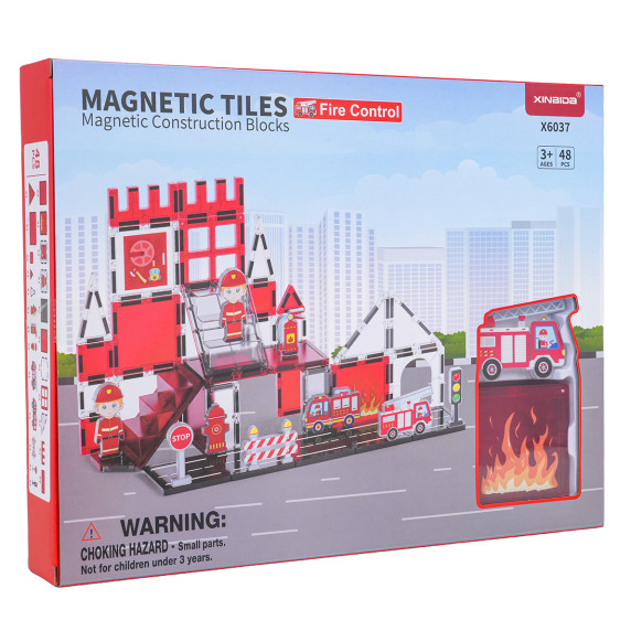 Mágneses építőkocka készlet Tűzoltóállomás 48 darabos MAGNETIC TILES FIRE CONTROL Mágneses építőkocka készlet Tűzoltóállomás 48 darabos MAGNETIC TILES FIRE CONTROL