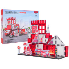 Sada magnetických blokov Hasičská stanica 48 ks MAGNETIC TILES FIRE CONTROL - 