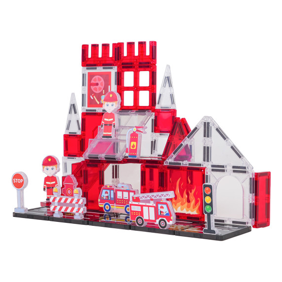 Mágneses építőkocka készlet Tűzoltóállomás 48 darabos MAGNETIC TILES FIRE CONTROL Mágneses építőkocka készlet Tűzoltóállomás 48 darabos MAGNETIC TILES FIRE CONTROL
