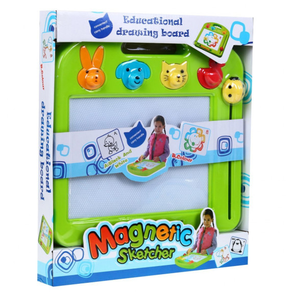 Tablă magnetică pentru copii - Inlea4Fun MAGNETIC SKETCHER - verde