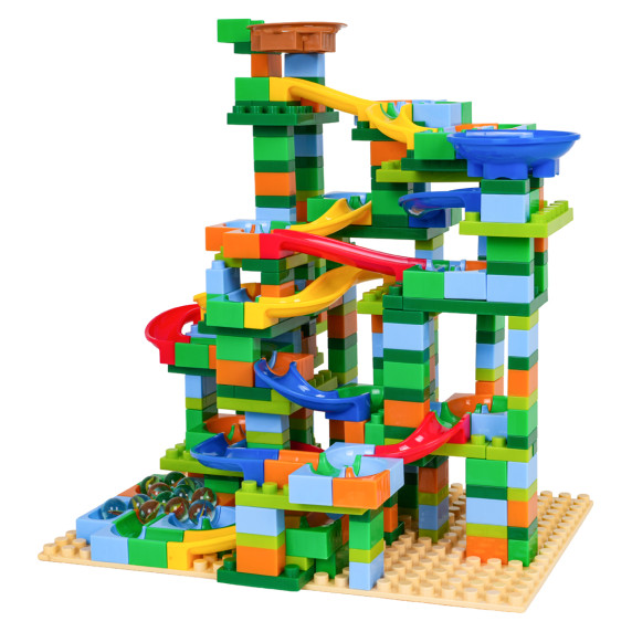 Set de blocuri de construcție – Pistă cu bile TRACK MAZE, 402 piese