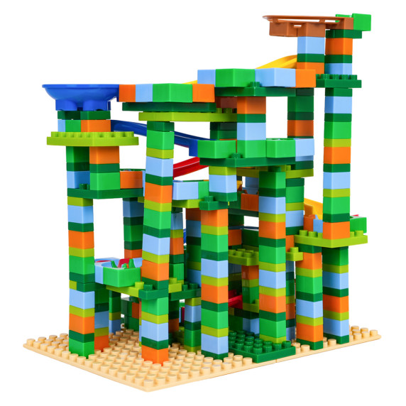 Set de blocuri de construcție – Pistă cu bile TRACK MAZE, 402 piese