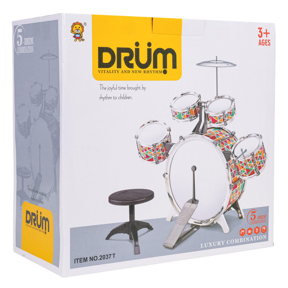 Játék dobfelszerelés székkel  VITALITY AND NEW RHYTHM Drum - Színes