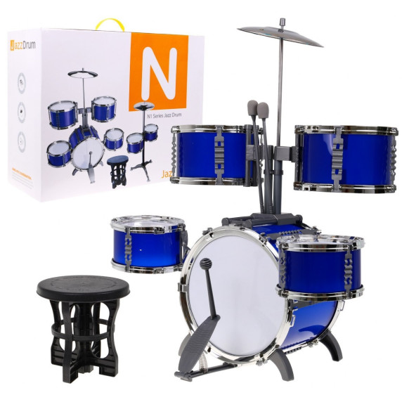 Játék dob felszerelés Inlea4Fun N1 SERIES JAZZ DRUM - kék