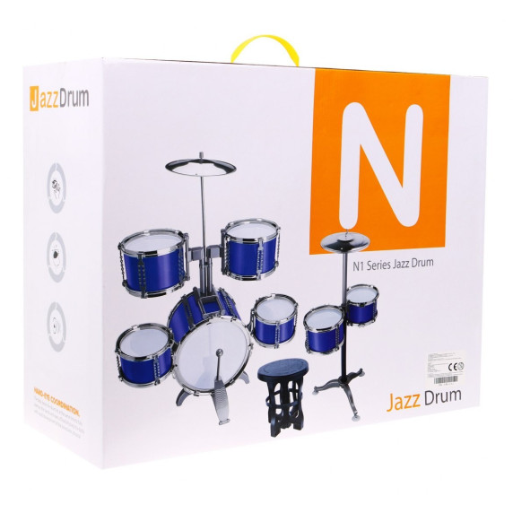 Játék dob felszerelés Inlea4Fun N1 SERIES JAZZ DRUM - kék