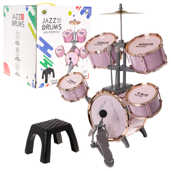Játék dobfelszerelés Inlea4Fun JAZZ DRUMS - rózsaszín