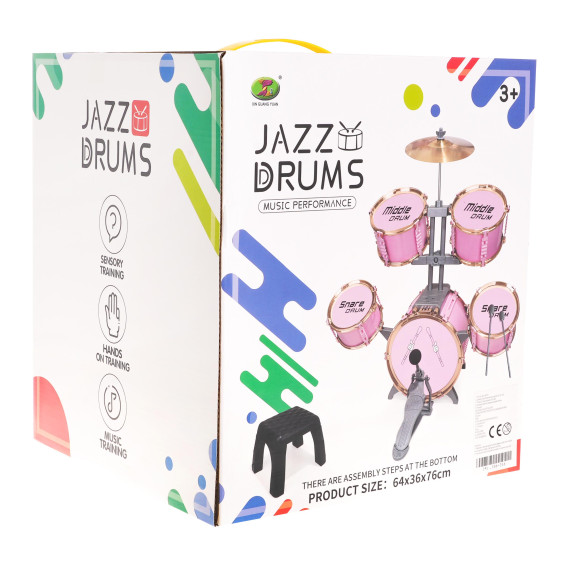 Játék dobfelszerelés Inlea4Fun JAZZ DRUMS - rózsaszín