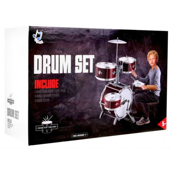 Játék dobfelszerelés Inlea4Fun DRUM SET - Sötétpiros