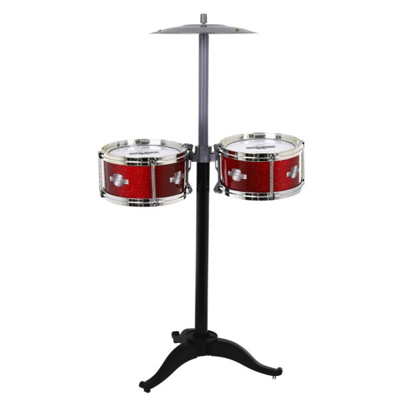 Játék dobfelszerelés ülőkével Inlea4Fun DRUM SET - Piros