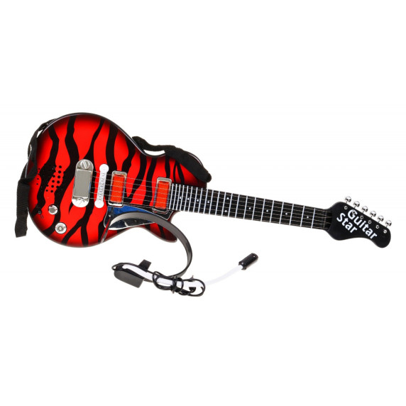 Elektrická gitara s mikrofónovými slúchadlami Inlea4Fun ELECTRIC GUITAR - červená/čierna