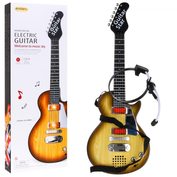 Elektromos játékgitár fejhallgatóval és mikrofonnal Inlea4Fun ELECTRIC GUITAR - Fautánzat