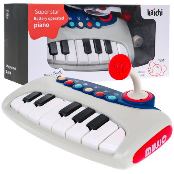 Sintetizator interactiv pentru copii cu microfon - Inlea4Fun KAICHI - gri