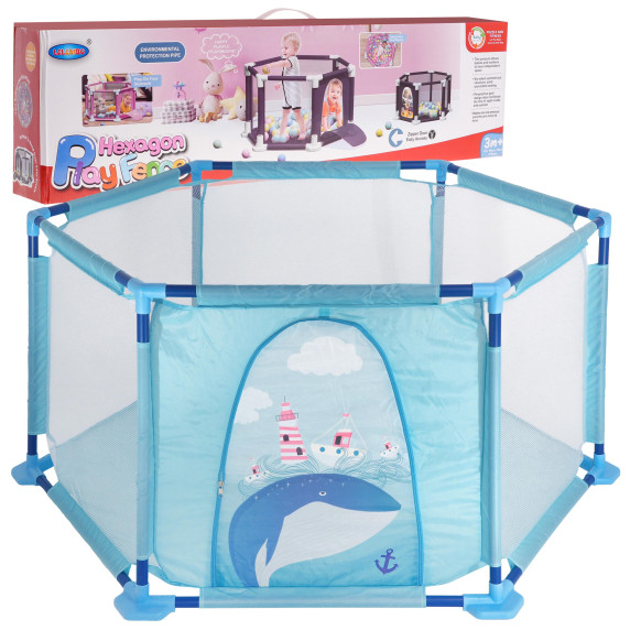 Tarc pentru copii cu bile - Inlea4Fun GARD HEXAGON PLAY - balenă