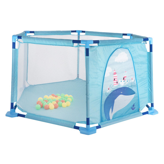 Tarc pentru copii cu bile - Inlea4Fun GARD HEXAGON PLAY - balenă