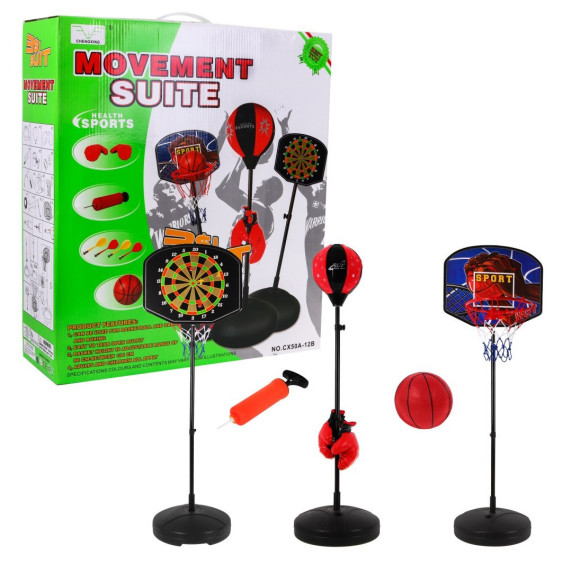 Set sport 3 în1 pentru copii - box + darts + baschet - Movement suite