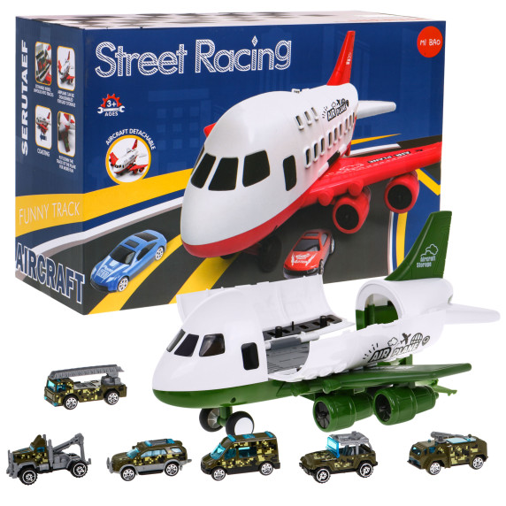 Avion militar de jucărie pentru copii cu 6 vehicule - Street racing