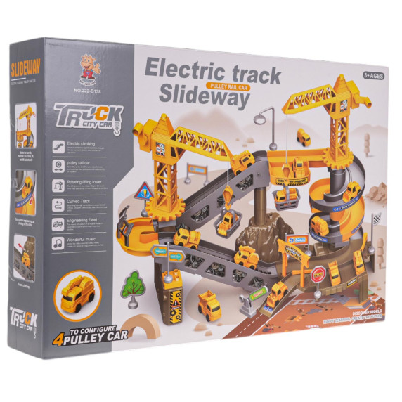 Pistă de construcție cu accesorii - Inlea4Fun ELECTRIC TRACK SLIDEWAY - 44 elemente