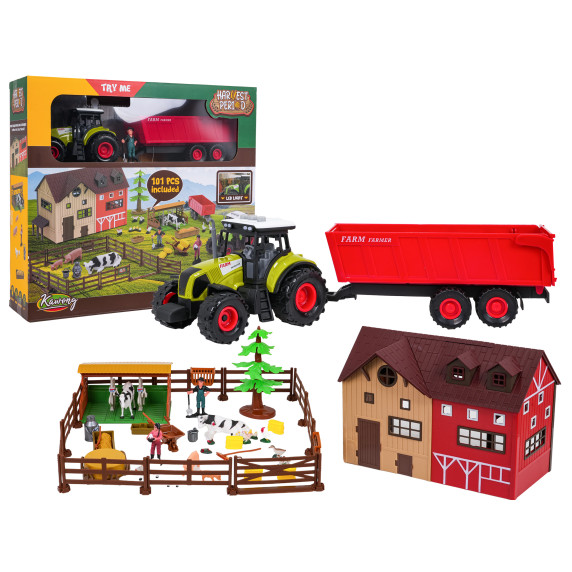 Fermă pentru copii cu tractor interactiv și accesorii 101 elemente -  HARVEST PERIOD