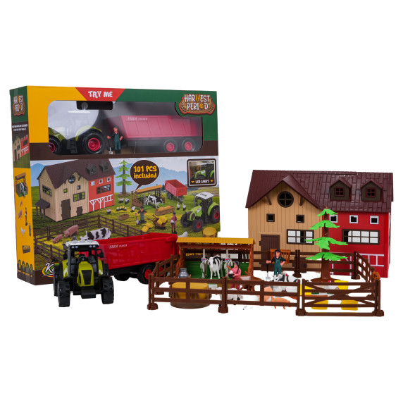 Fermă pentru copii cu tractor interactiv și accesorii 101 elemente -  HARVEST PERIOD