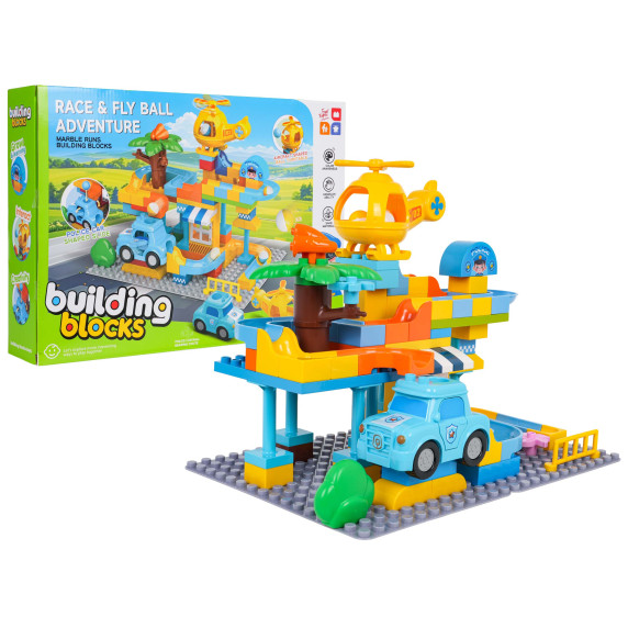 Set de cuburi de construcție Stație de Poliție – 93 piese – Inlea4Fun RACE&FLY BALL ADVENTURE