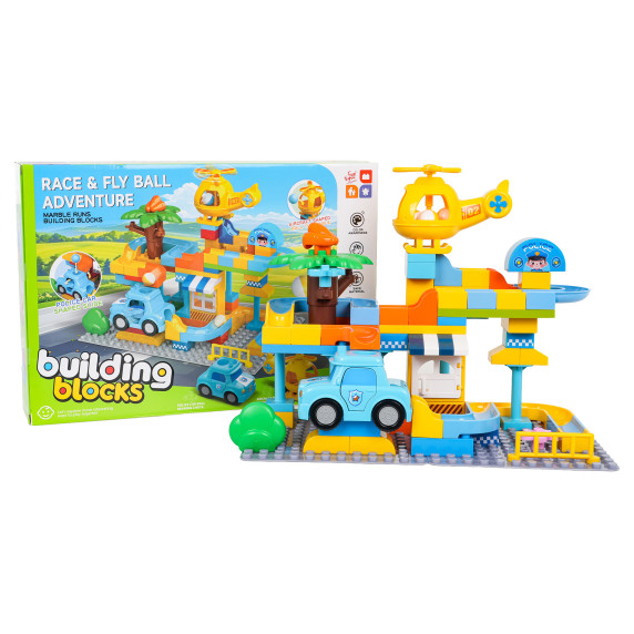 Set de cuburi de construcție Stație de Poliție – 93 piese – Inlea4Fun RACE&FLY BALL ADVENTURE