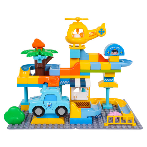 Set de cuburi de construcție Stație de Poliție – 93 piese – Inlea4Fun RACE&FLY BALL ADVENTURE