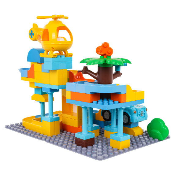 Set de cuburi de construcție Stație de Poliție – 93 piese – Inlea4Fun RACE&FLY BALL ADVENTURE