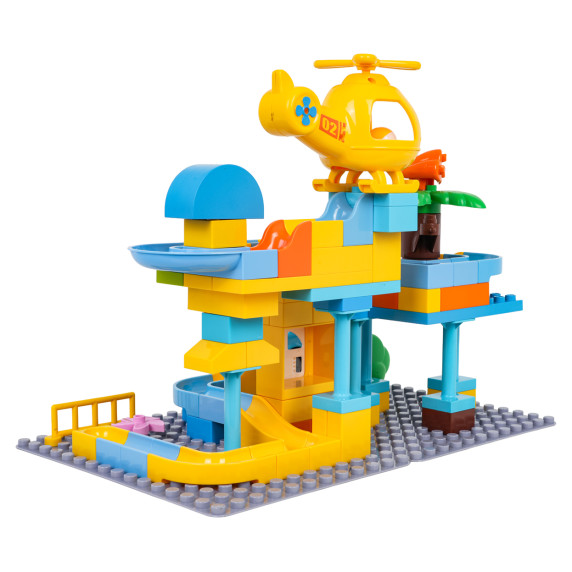 Set de cuburi de construcție Stație de Poliție – 93 piese – Inlea4Fun RACE&FLY BALL ADVENTURE