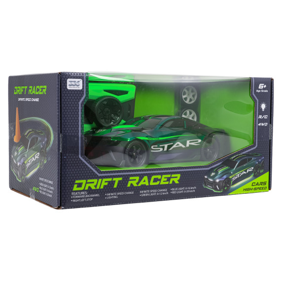 RC Športové autíčko STAR na diaľkové ovládanie DRIFT RACER - zelené