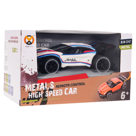 RC Kovové športové autíčko 1:20 Inlea4Fun METALS HIGH SPEED CAR - biele