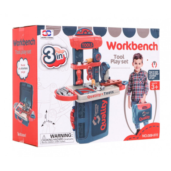 Játék barkácskészlet 21 darab kiegészítőkkel  Inlea4Fun WORKBENCH