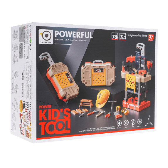 Szerszámos asztal 3 az 1-ben kiegészítőkkel Inlea4Fun POWER KID'S TOOL