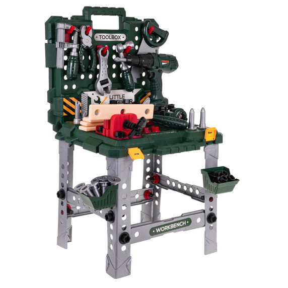 Detská dielňa 2v1 s doplnkami 98 prvkov Inlea4Fun ENGINEER TOOLBOX