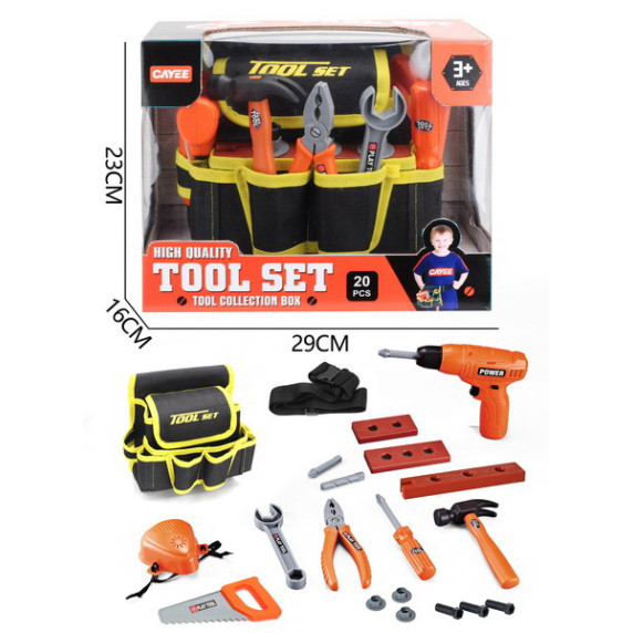 Barkácskészlet gyerekeknek tartozékokkal 20 darabos Inlea4Fun TOOL SET