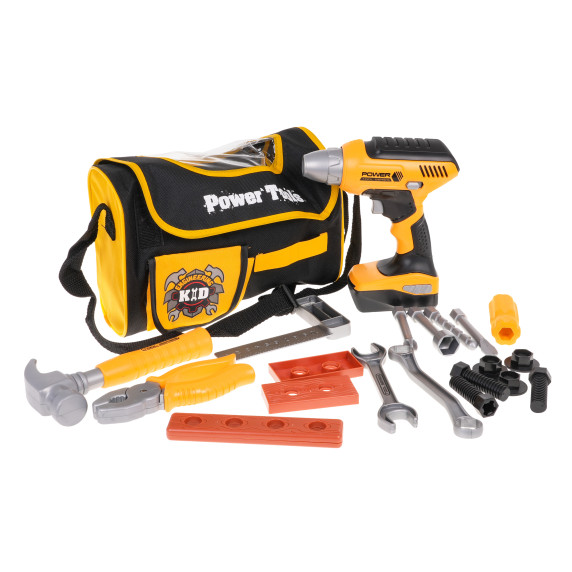 Detské náradie v žltej taške s popruhom Inlea4Fun POWER TOOLS