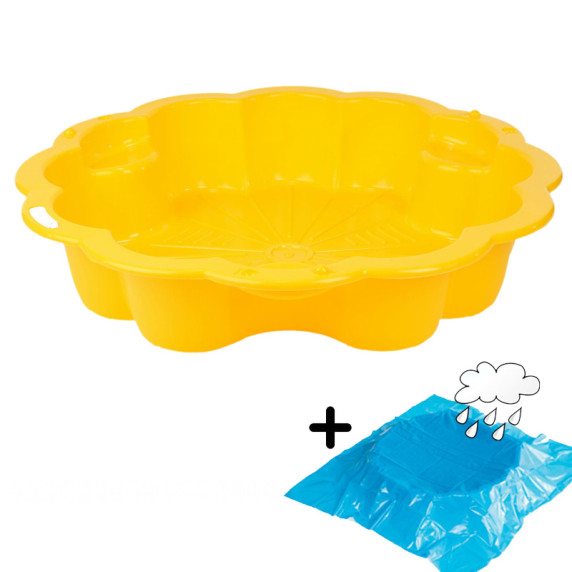 Homokozó Margaréta virág 107x107x22 cm Inlea4Fun + takaró - sárga