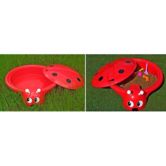 Homokozó tetővel katicabogár 117x101x30 cm Inlea4Fun LADYBIRD