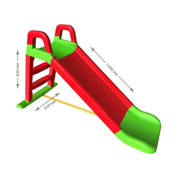 Šmykľavka s madlom 140 cm Inlea4Fun - červená/zelená