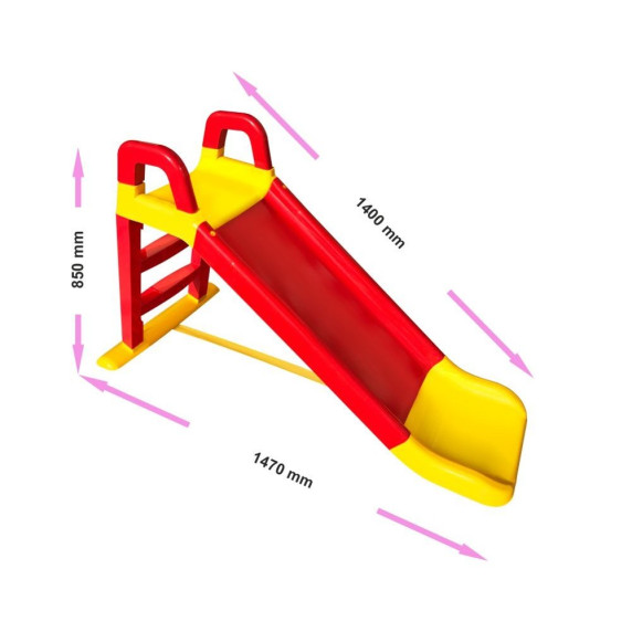 Šmykľavka s madlom 140 cm Inlea4Fun 0140/02 - červená