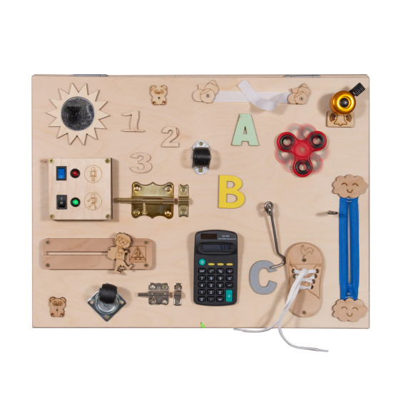 Dvojstranná edukačná tabuľa pre deti 50 x 37,5 x 32 cm MT23 - naturálna
