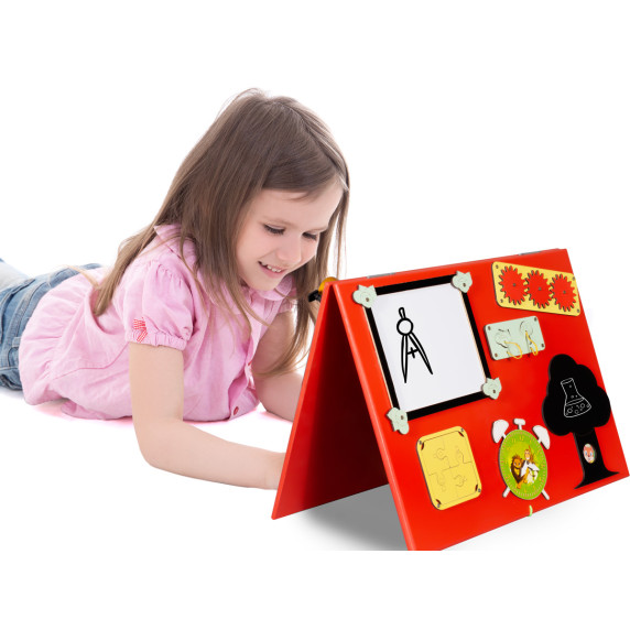 Dvojstranná edukačná tabuľa pre deti 50 x 37,5 x 32 cm MT24 - červená