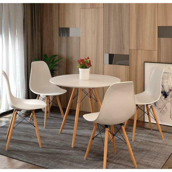 Skandináv stílusú kerek étkezőasztal 80 cm AGA MR2049-white - Fehér