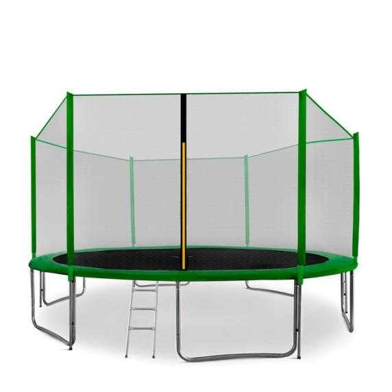 Trambulin külső védőhálóval 430 cm AGA SPORT PRO + létra és cipőtartó - Sötét zöld