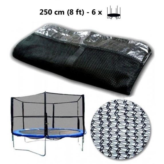 Ochranná sieť na trampolínu s celkovým priemerom 244 cm na 6 tyčí SPARTAN - Čierne